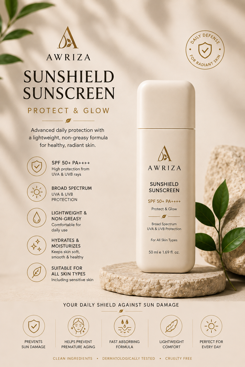 AWRIZA Sunshield Sunscreen SPF 50+ PA++++ Protect & Glow